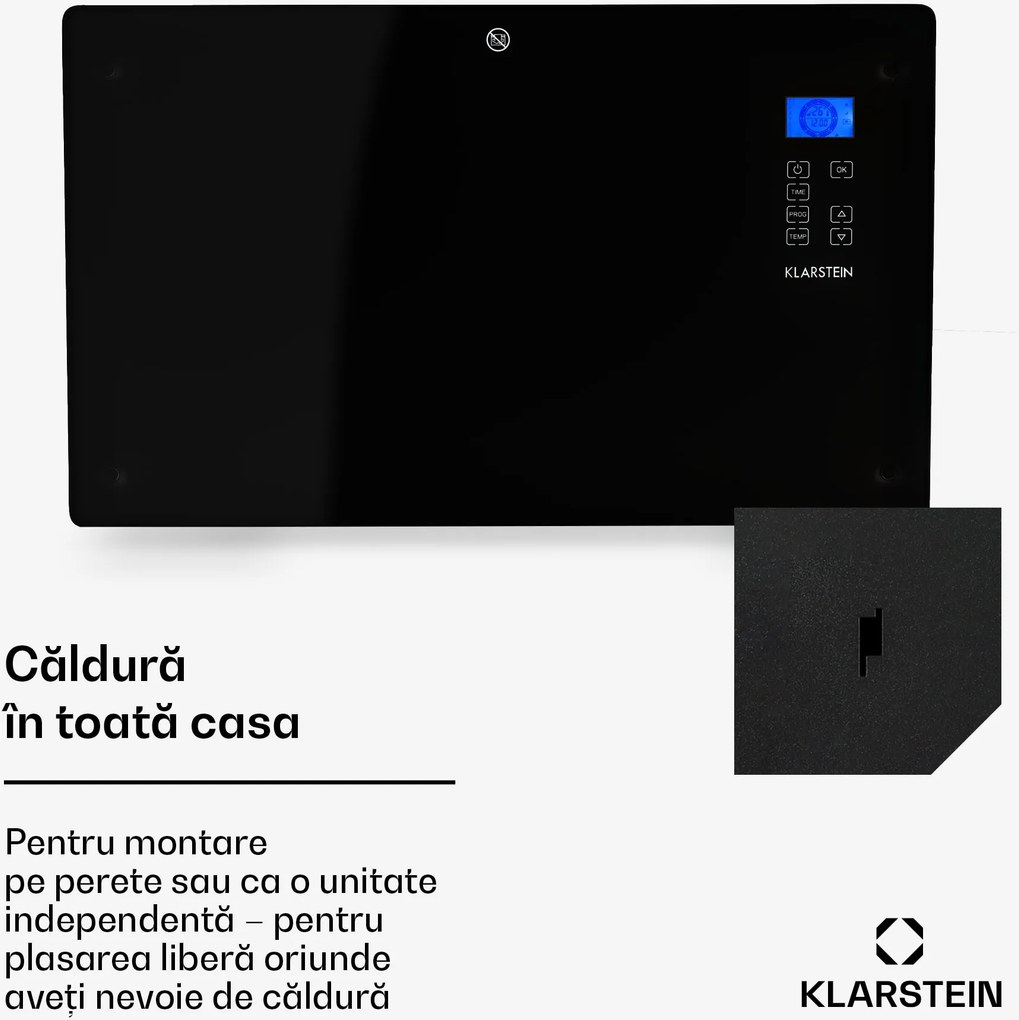 Klarstein Norderney, încălzitor convențional, termostat, temporizator, 2000 W, 30 m², negru