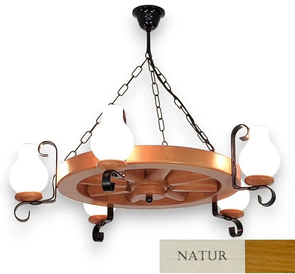 Candelabru rustic fabricat manual din lemn Roata 5L