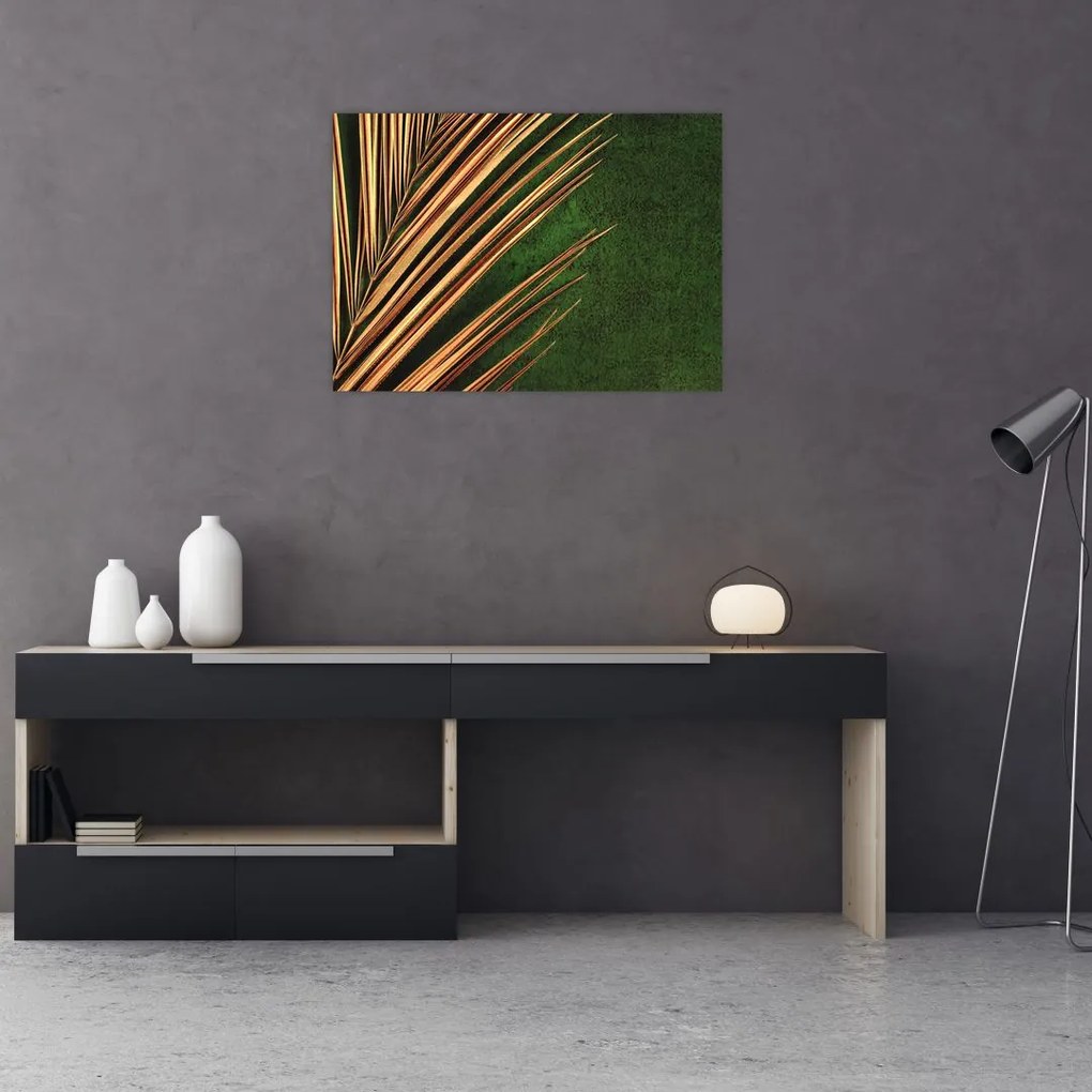 Tablou pe sticlă cu frunză (70x50 cm)