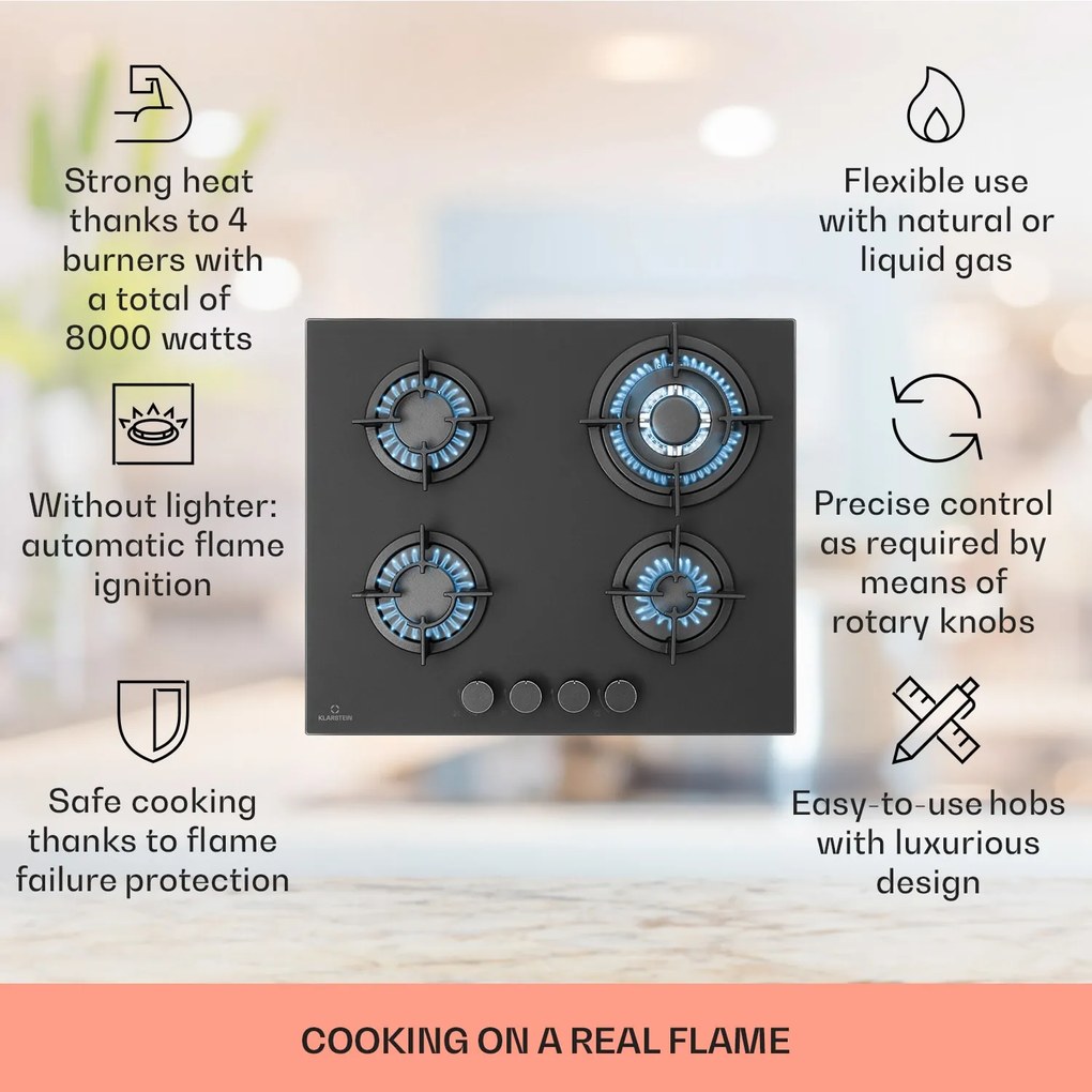 Firetale, plită cu gaz, 4 arzătoare, arzătoare din aluminiu, inclusiv furtun și reductor de presiune