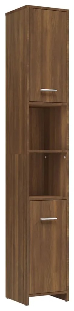 815521 vidaXL Dulap de baie, stejar maro, 30x30x183,5 cm, lemn prelucrat