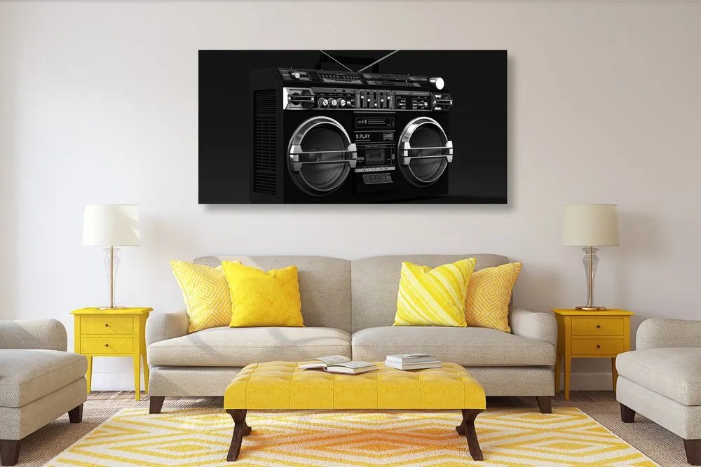 Tablou disco radio din anii 90 în design alb-negru