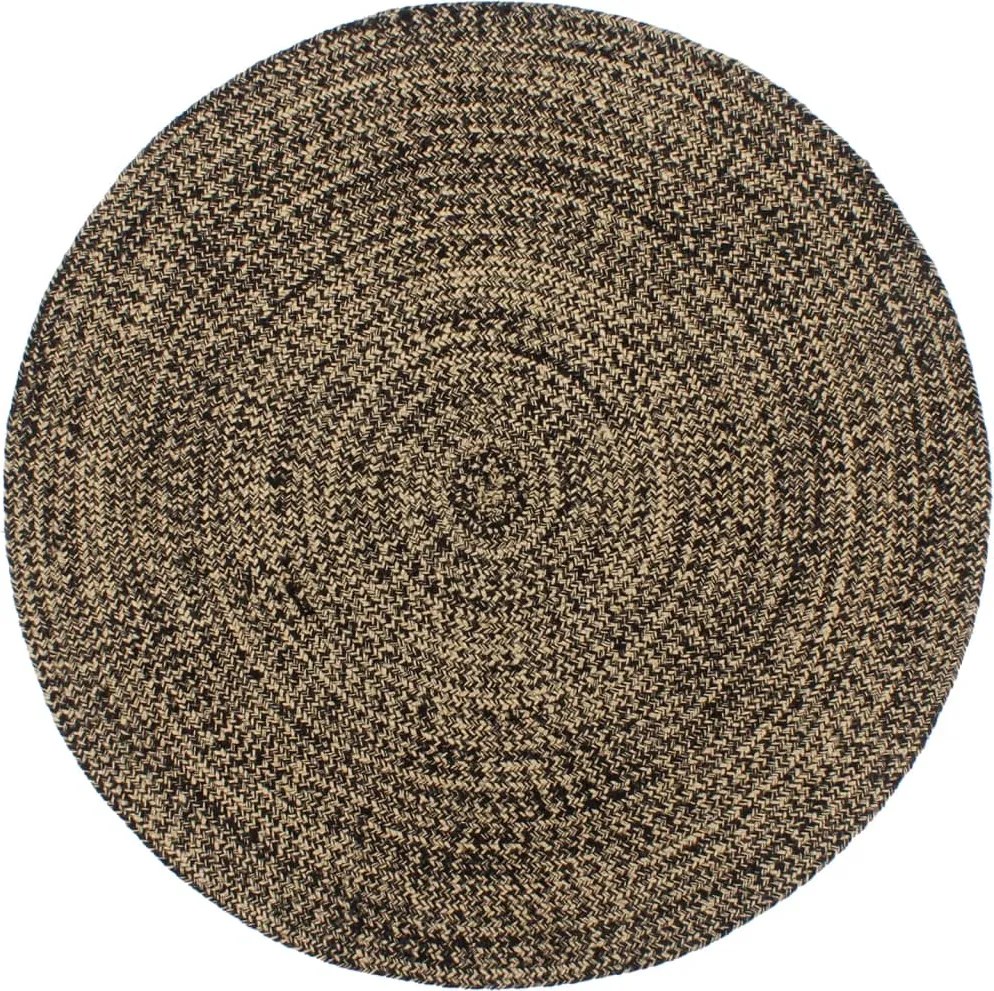 vidaXL Covor lucrat manual, negru și maro, 180 cm, iută