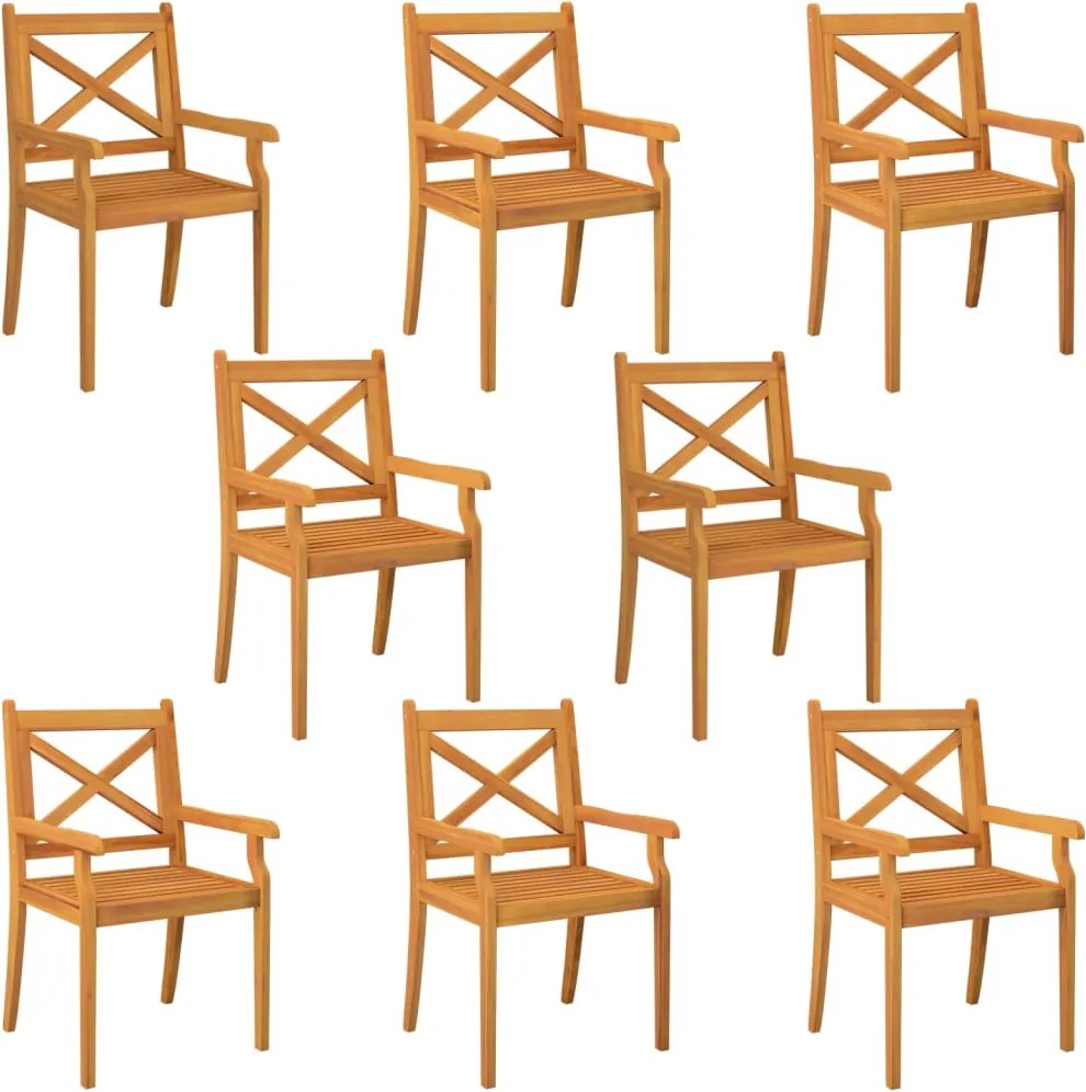 vidaXL Scaune de exterior, 8 buc., lemn masiv de acacia