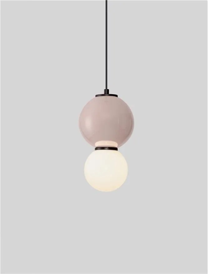 Pendul LED decorativ portelan mocha, sticla alb, NOESIS