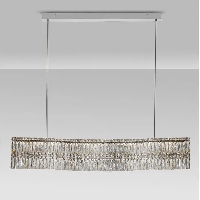 Lustra suspendata LED crom, cristale sticla NUVIA 120cm