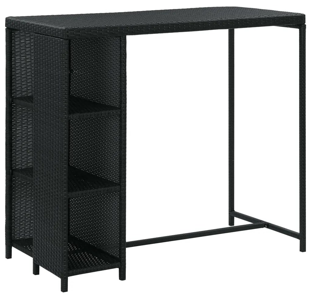 Set mobilier bar de gradina cu perne, 5 piese, negru, poliratan