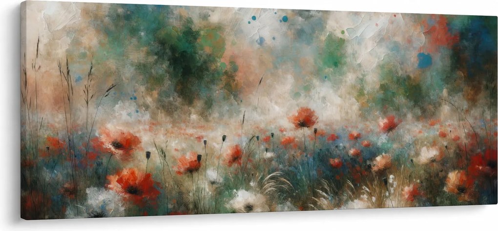 Tablou – Abstracție de câmp cu maci (120x50 cm)