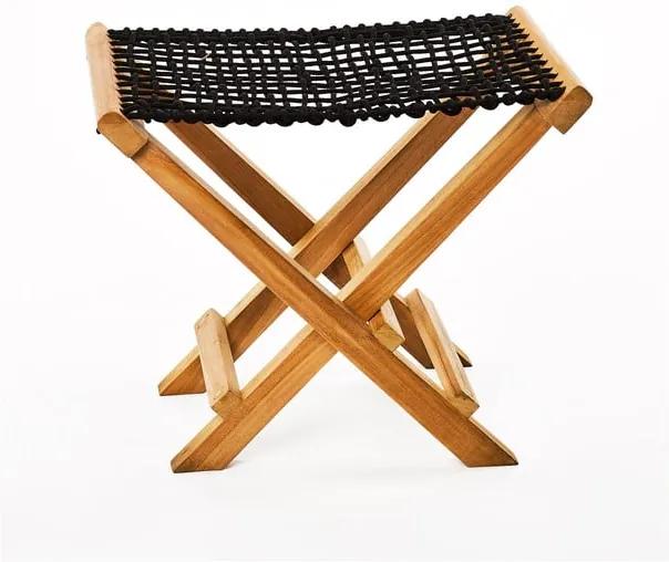 Set 2 scaune din lemn de tec Simla Lay, negru
