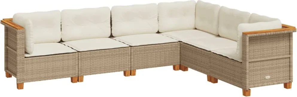 vidaXL Set canapele de grădină cu perne, 6 piese, bej, poliratan