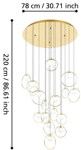 Lustră LED dimabilă pe cablu Eglo 390346 PORTOCOLOM 17xLED/3W/230V d. 78 cm