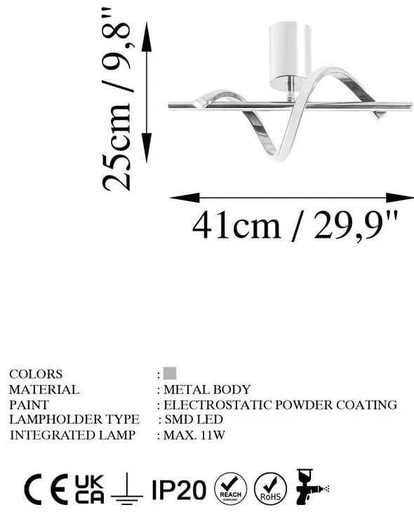 Plafonieră argintie LED 7x41 cm Likma – Opviq lights