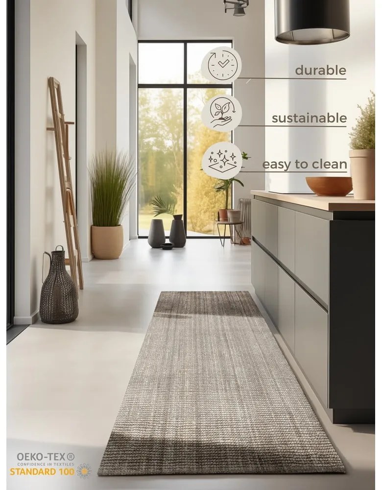 Covor tip traversă taupe din iută 80x200 cm Bouclé – Hanse Home