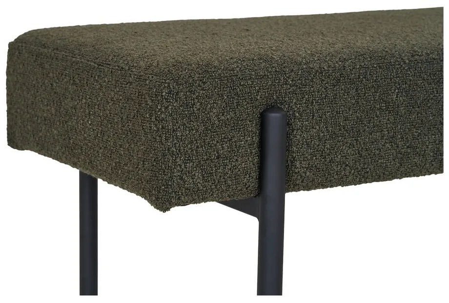 Bancă verde-închis cu tapițerie din țesătură bouclé Swindon – House Nordic