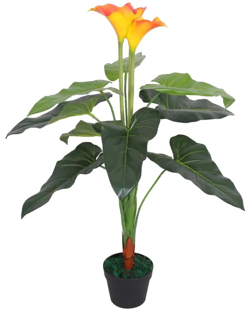 Floare de crin cala artificiala cu vaza, 85 cm, rosu si galben 1, Rosu, cala   85 cm