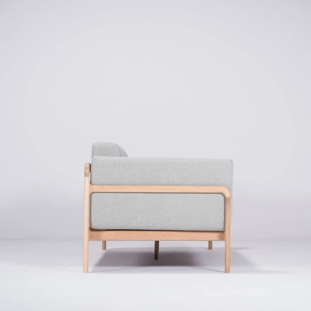 Canapea cu structură din lemn de stejar Gazzda Fawn, 210 cm, albastru - gri