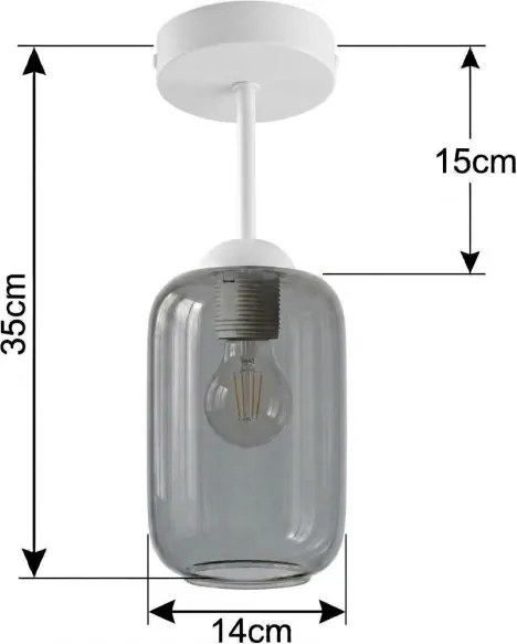 BRILAGI - LED Lustră aplicată R GLASS 1xE27/60W/230V Ø 14 cm alb/gri fumuriu