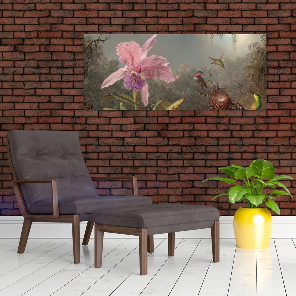 Tablou - Martin Johnson Heade, Cattleya Orchid and Three Hummingbirds, reproducere (120x50 cm)