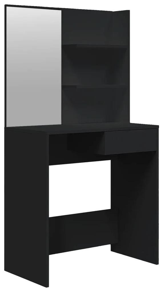 802805 vidaXL Masă de toaletă cu oglindă, negru, 74,5x40x141 cm