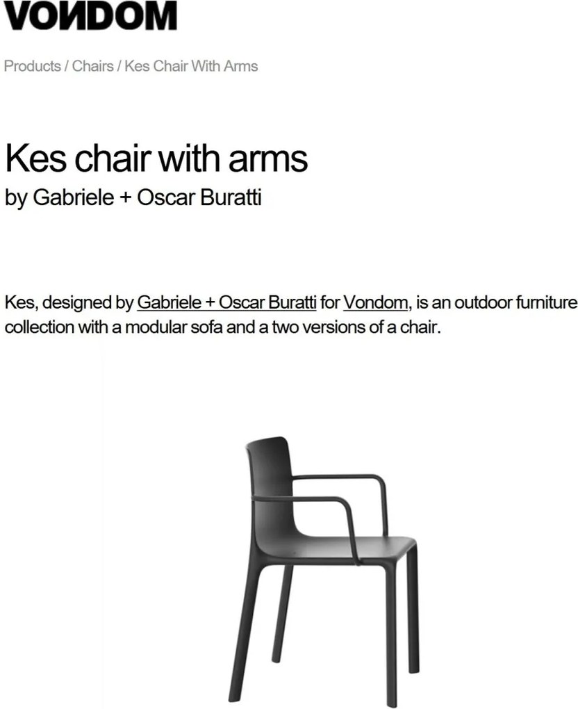 Set de 4 Scaune moderne cu brate de exterior / interior design premium KES CHAIR 64017 Vondom