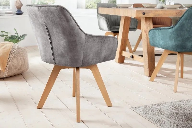 Set de 2 scaune pivotante Livorno catifea gri