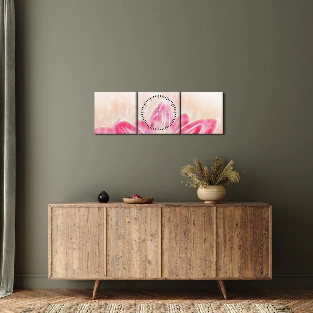 Tablou - Floare de lotus (cu ceas) (90x30 cm)