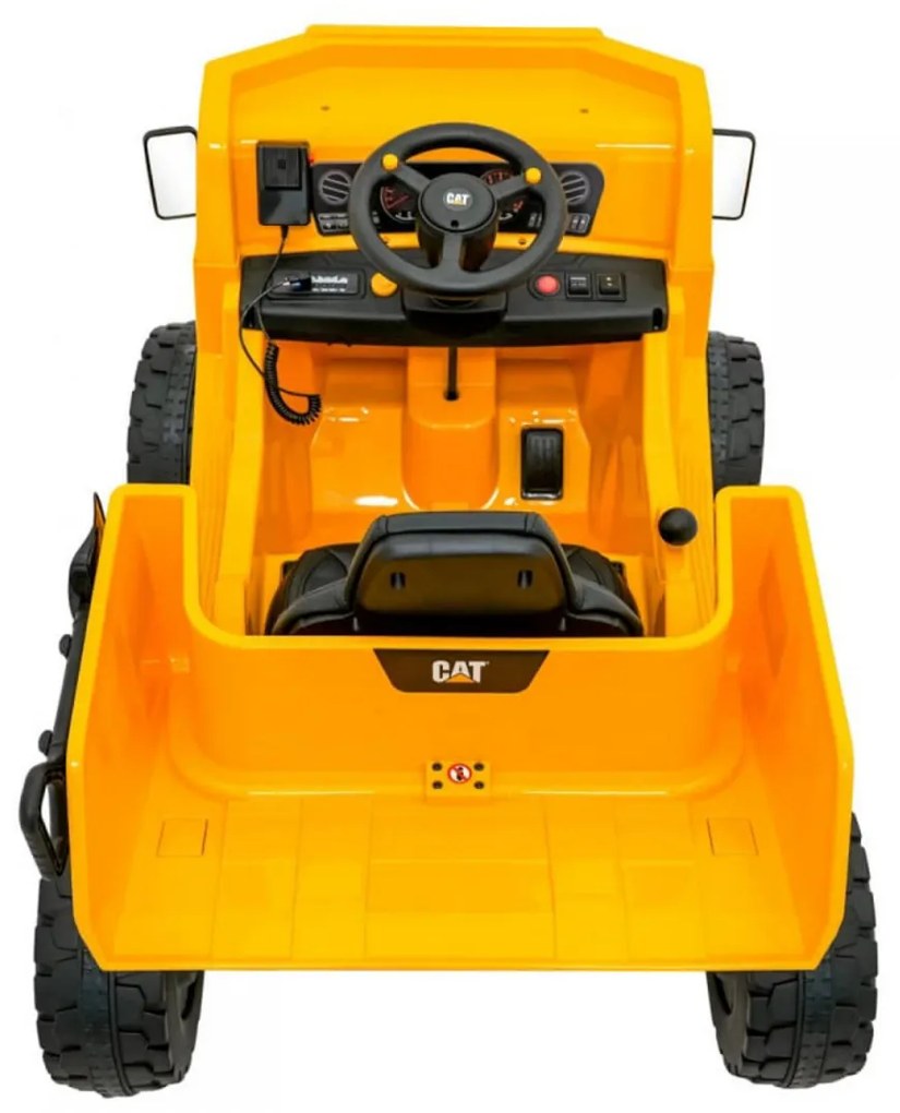 Camion Electric cu acumulator pentru copii NOVOKIDS™ Caterpillar Truck, Cu megafon si lopata incluse, Max 30 kg, 12V, 2 Viteze, lungime 107 cm,