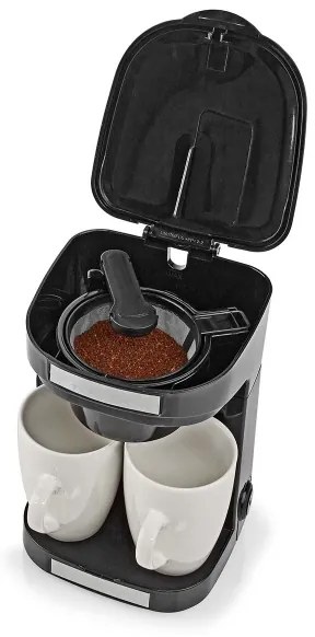 Cafetieră pentru două cești 450W/230V 0,25 l Nedis KACM140EBK