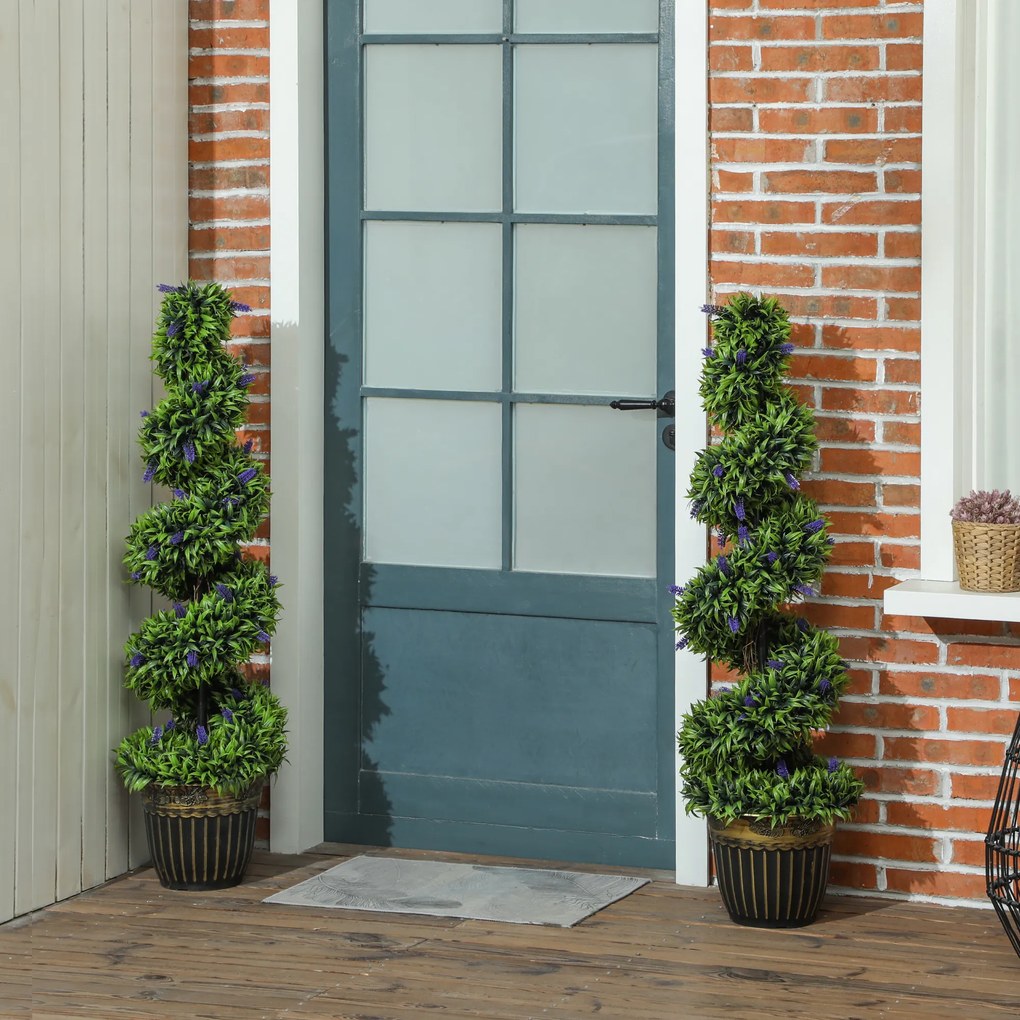 HOMCOM Set de Două Plante Artificiale Lavandă 90cm | Aosom Romania