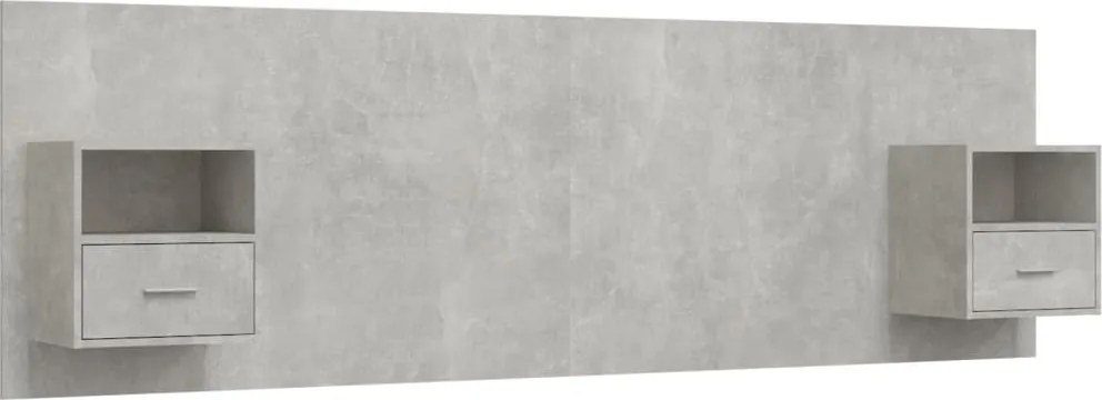 vidaXL Tăblie de pat cu dulapuri, gri beton, lemn prelucrat