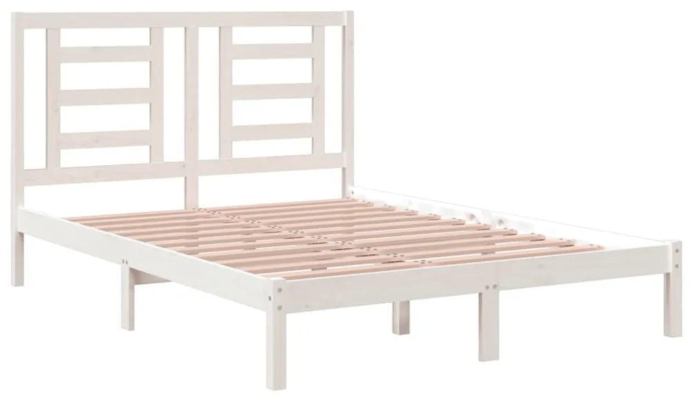 Cadru de pat, alb, 140x200 cm, lemn masiv de pin Alb, 140 x 200 cm