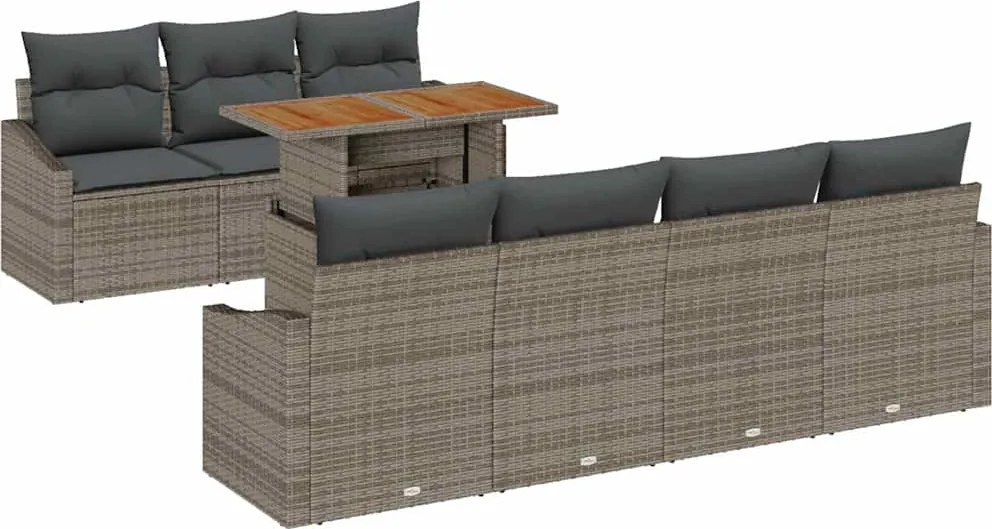 vidaXL Set de canapele pentru grădină 8 pcs Gri Rattan poli