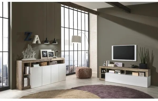 Comodă LENOR albă/maro