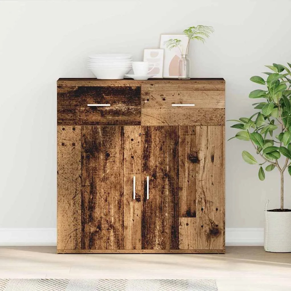 vidaXL Bufet cu sertar cu raft cu depozitare cu ușă Lemn vechi 79 x 38 x 80 cm Lemn compozit