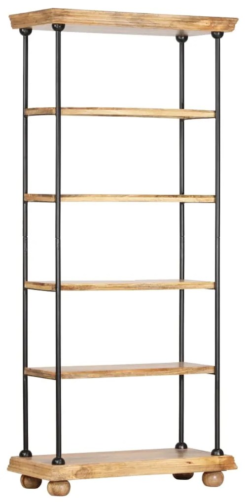 286269 vidaXL Bibliotecă cu 5 rafturi 80x35x180 cm, lemn masiv mango și oțel