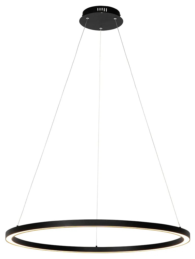 Lampă suspendată neagră 80 cm cu LED inclus, reglabil în 3 trepte - Girello