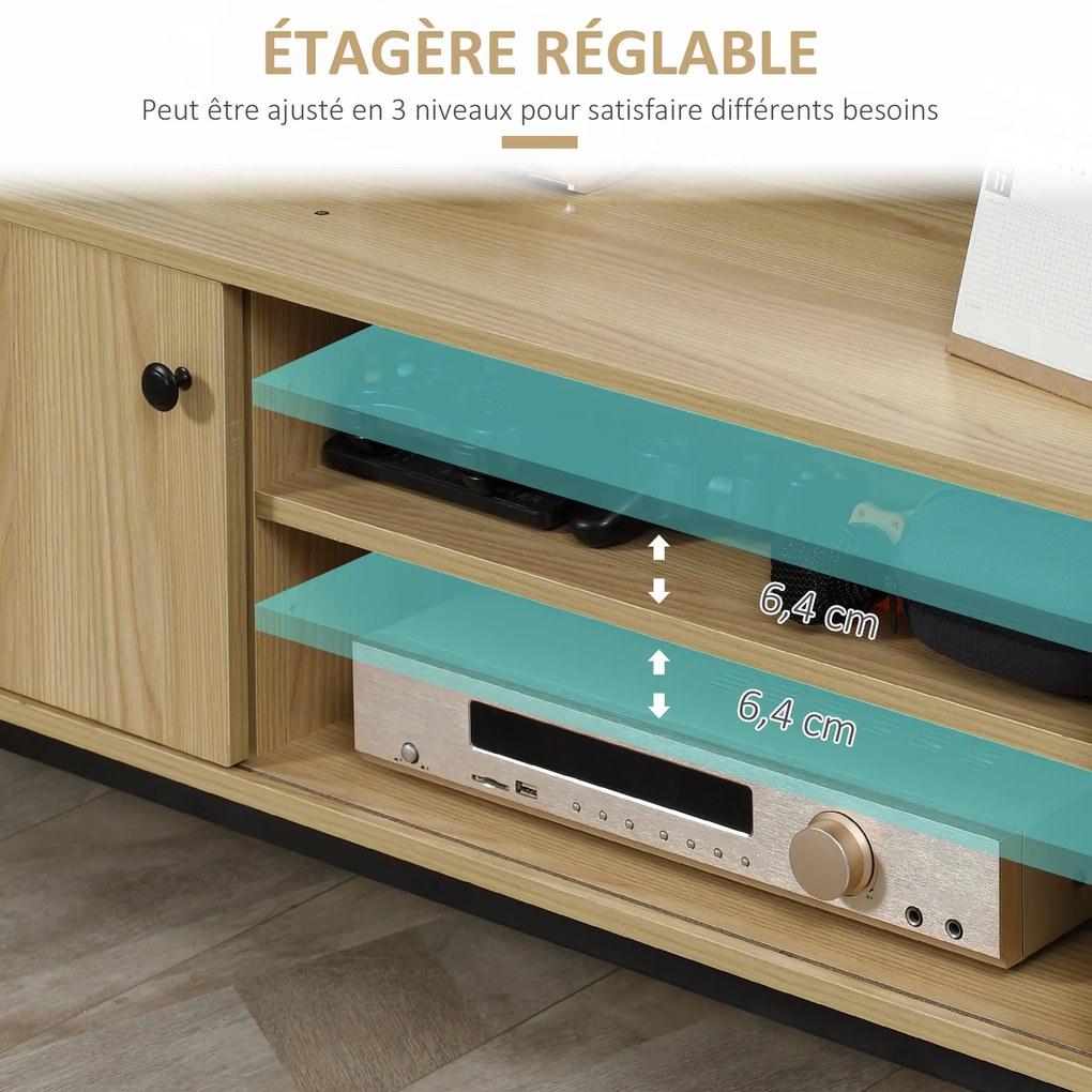 HOMCOM Stand TV max. 50 inch 3 compartimente 2 pasaje pentru cabluri cu ușă culisantă - dim. 120L x 39,5l x 46H cm | Aosom Romania