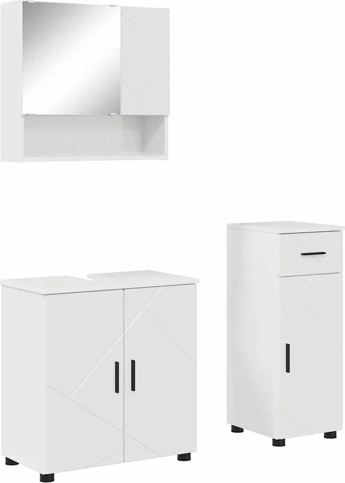 vidaXL Set de mobilier pentru baie cu sertar cu ușă 3 pcs Alb lucios