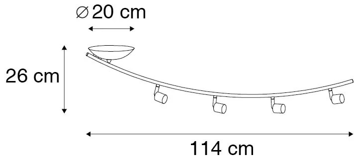 Spotlight modern curbat negru cu 4 lumini - Jeany