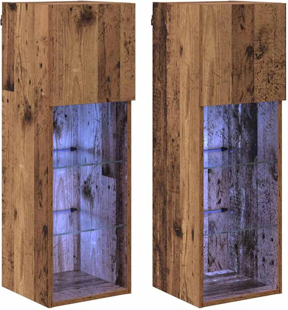 vidaXL Șifonieri pentru TV montate pe perete 2 pcs Lemn vechi