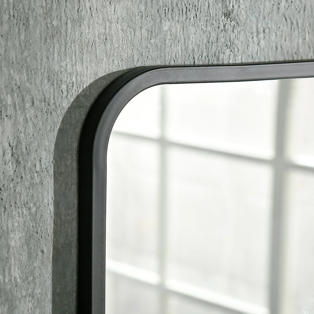 HOMCOM Oglinda de perete patrata moderna cu raft de depozitare, oglinzi 70 x 50 cm pentru sufragerie, dormitor, negru | Aosom Romania