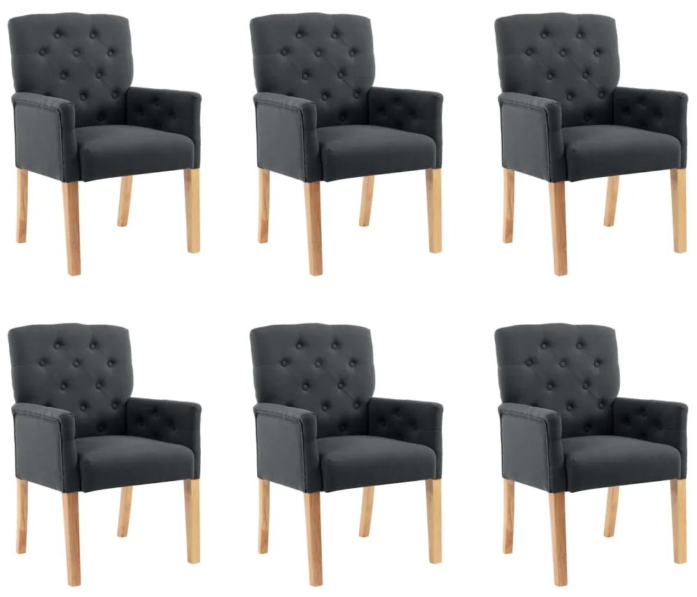 vidaXL Scaune de bucătărie cu brațe, 6 buc., gri, material textil