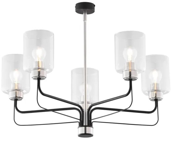 Jupiter 1884 - Lustră pe tijă CERES 5xE27/15W/230V, crom mat/negru