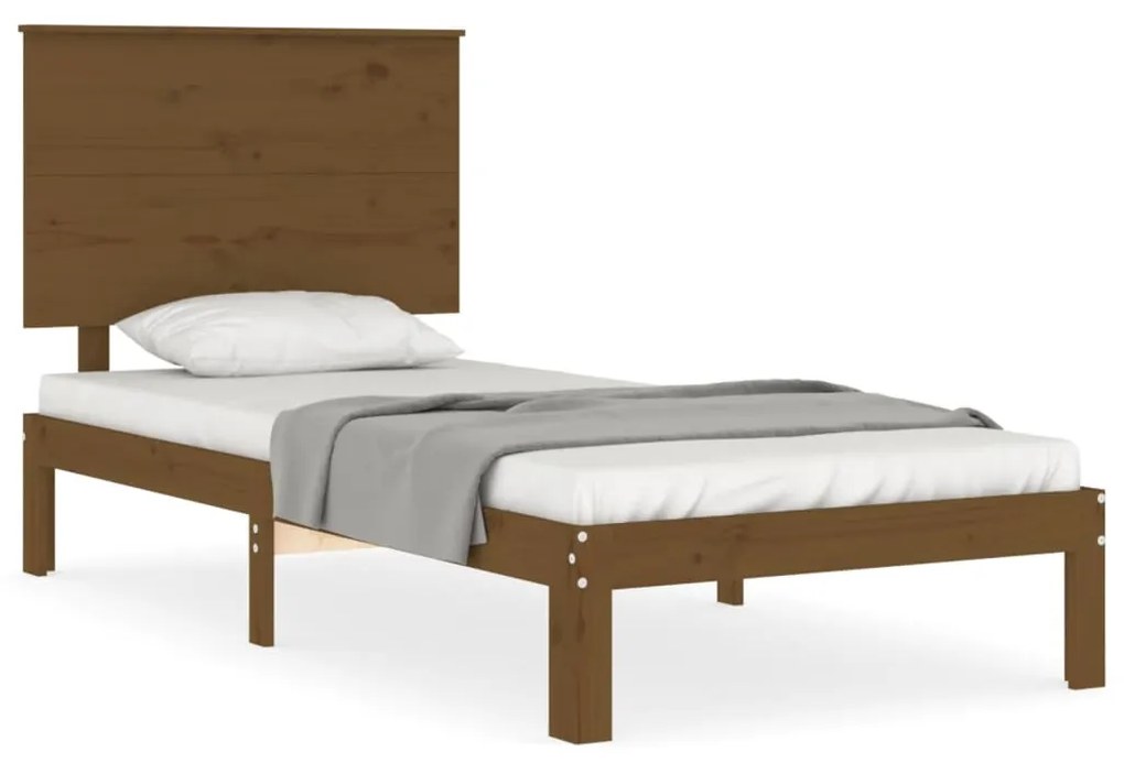 3193654 vidaXL Cadru de pat cu tăblie, maro miere, 100x200 cm, lemn masiv