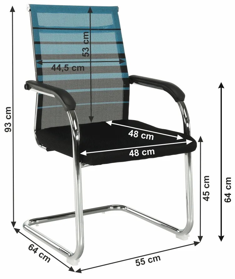 Scaun conferinta vizitator  scaun birou, albastru negru, material textil, albastru/negru, da