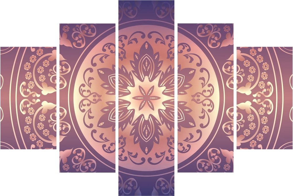 Tablou - Mandala pe gradient violet (150x105 cm)