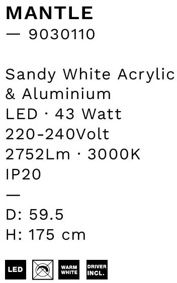 Lustra, Pendul LED, Aluminiu, Acrilic, Mantle 59,5cm NVL-9030110