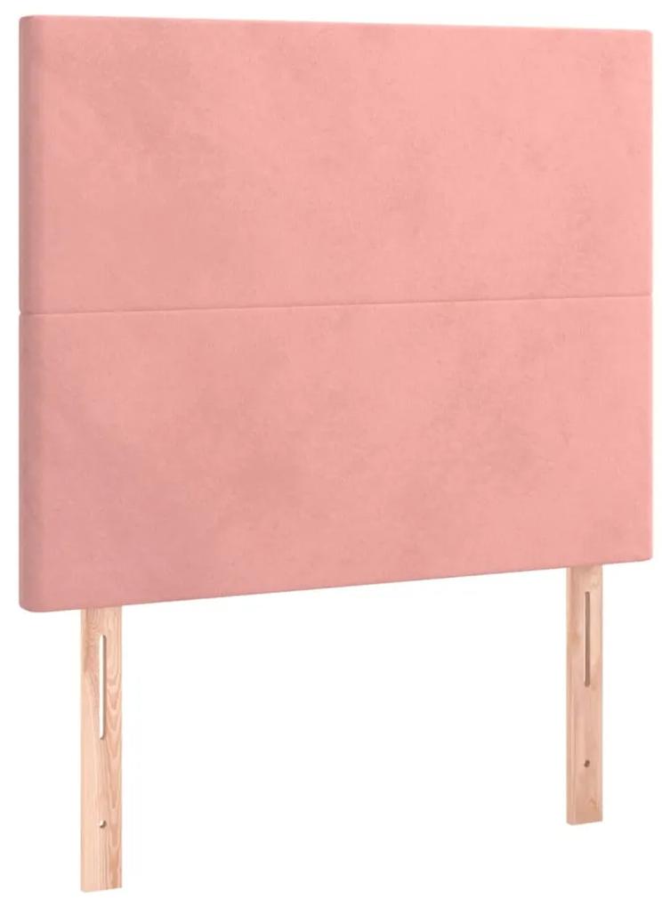 Cadru de pat cu tablie, roz, 90x200 cm, catifea Roz, 90 x 200 cm, Design simplu