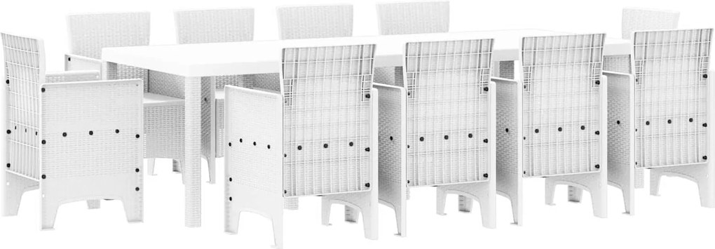 vidaXL Set de masă pentru grădină 11 pcs Alb Polipropilenă