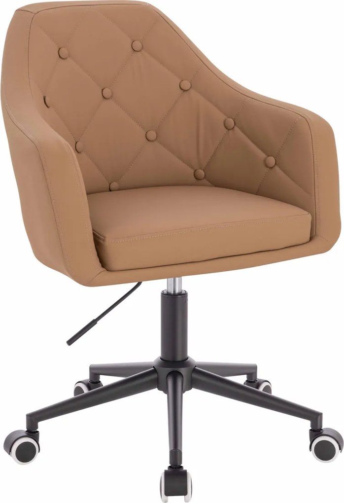 HR831K Scaun Caramel Piele Ecologica Premium Soft cu Bază Neagră